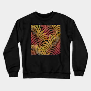 Red and yellow tropical palm leaves watercolor painting Crewneck Sweatshirt